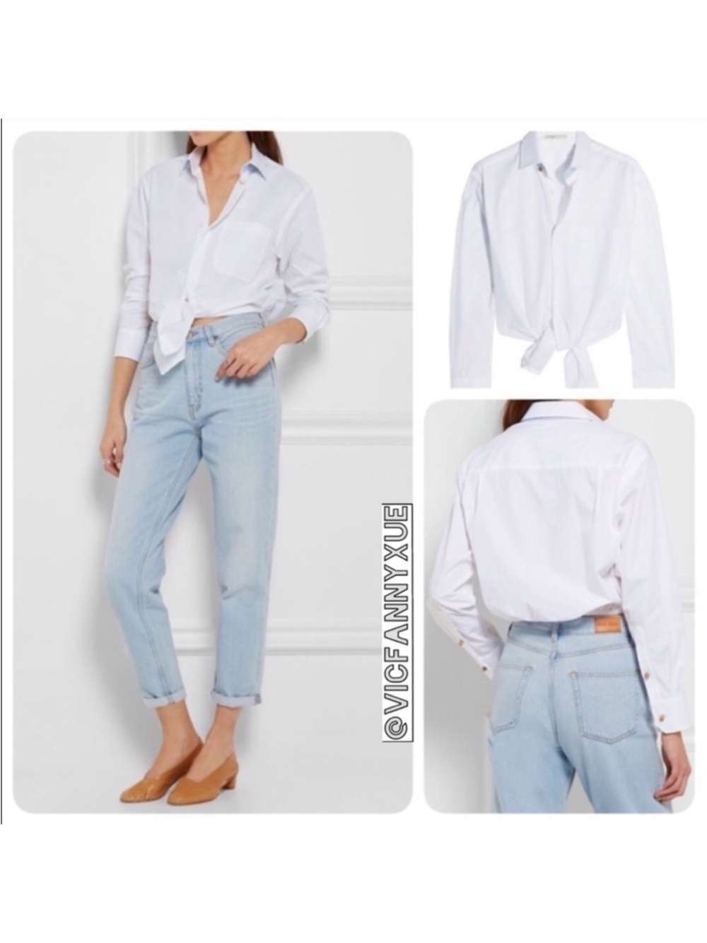 Maje poplin tie-front button up shirt size S